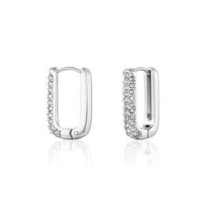 Rechteckige Ohrringe mit Steinchen Silber/weiß Rechteckige Ohrringe mit Steinchen Silber/weiß