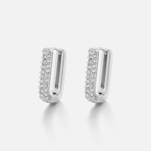 Rechteckige Ohrringe mit Steinchen Silber/weiß Rechteckige Ohrringe mit Steinchen Silber/weiß