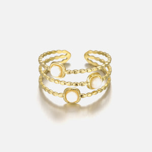 Ring drei weißen Edelsteinen Gold Ring drei weißen Edelsteinen Gold