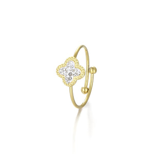 Ring Kleeblatt mit Strass Gold Ring Kleeblatt mit Strass Gold