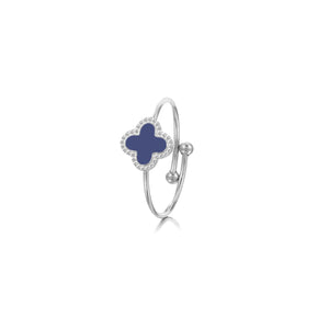 Ring Kleeblatt Silber/blau Ring Kleeblatt Silber/blau