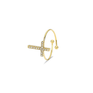 Ring Kreuz Strass Gold Ring Kreuz Strass Gold