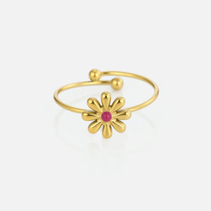 Ring mit Blume und Stein Gold Ring mit Blume und Stein Gold