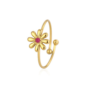 Ring mit Blume und Stein Gold Ring mit Blume und Stein Gold