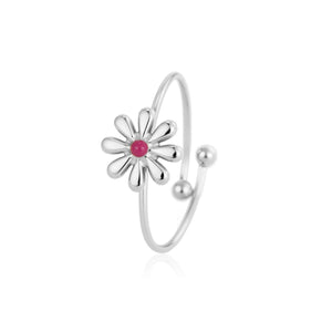 Ring mit Blume und Stein Silber Ring mit Blume und Stein Silber