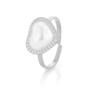 Ring Perle Herz Silber Ring Perle Herz Silber