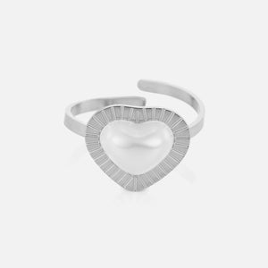 Ring Perle Herz Silber Ring Perle Herz Silber