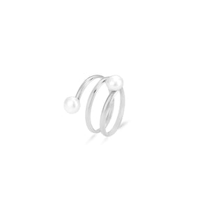 Ring zwei Perle geformt Silber Ring zwei Perle geformt Silber