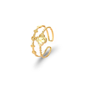 Ring zweischichtiges Kleeblatt Gold Ring zweischichtiges Kleeblatt Gold