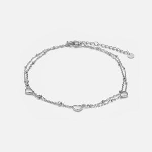 Zweischichtige Fußkette drei Herzen Zweischichtige Fußkette drei Herzen