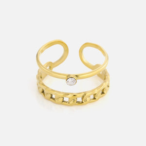 Zweischichtiger Gliederring Strass Gold Zweischichtiger Gliederring Strass Gold