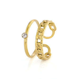 Zweischichtiger Gliederring Strass Gold Zweischichtiger Gliederring Strass Gold