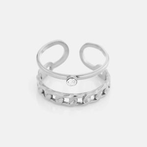Zweischichtiger Gliederring Strass Silber Zweischichtiger Gliederring Strass Silber