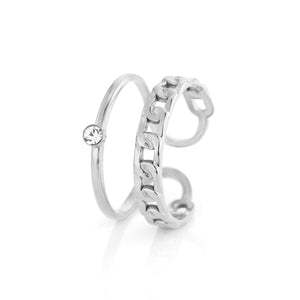 Zweischichtiger Gliederring Strass Silber Zweischichtiger Gliederring Strass Silber