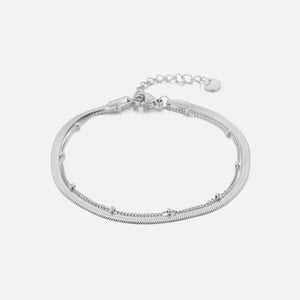 Zweischichtiges Armband Flach und Kugeln Silber Zweischichtiges Armband Flach und Kugeln Silber