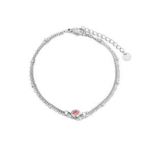 Zweischichtiges Armband mit rosa Stein Silber Zweischichtiges Armband mit rosa Stein Silber