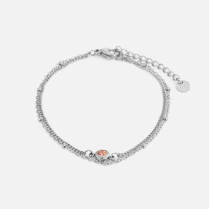 Zweischichtiges Armband mit rosa Stein Silber Zweischichtiges Armband mit rosa Stein Silber