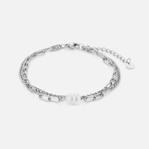 Zweischichtiges Armband Perle Silber Zweischichtiges Armband Perle Silber