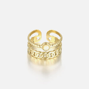 Zweischichtiges Gliederring Gold/Weiß Zweischichtiges Gliederring Gold/Weiß