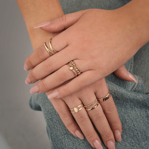 Zweischichtiges Gliederring Gold/Weiß Zweischichtiges Gliederring Gold/Weiß