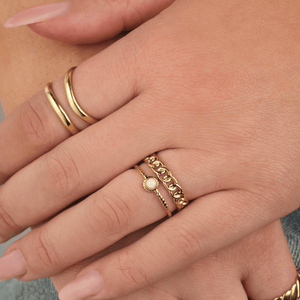 Zweischichtiges Gliederring Gold/Weiß Zweischichtiges Gliederring Gold/Weiß