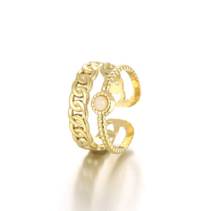 Zweischichtiges Gliederring Gold/Weiß Zweischichtiges Gliederring Gold/Weiß