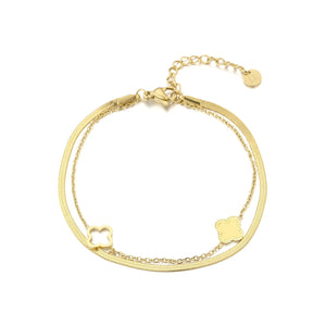 Zweischichtiges Kleeblatt Armband Gold Zweischichtiges Kleeblatt Armband Gold