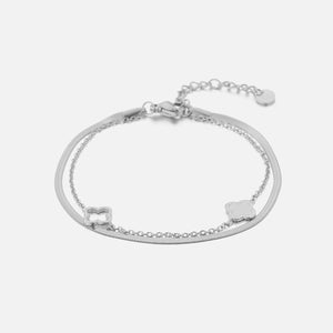 Zweischichtiges Kleeblatt Armband Silber Zweischichtiges Kleeblatt Armband Silber