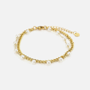 Zweischichtiges Perlenarmband Gold Zweischichtiges Perlenarmband Gold