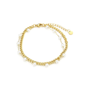 Zweischichtiges Perlenarmband Gold Zweischichtiges Perlenarmband Gold