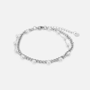 Zweischichtiges Perlenarmband Silber Zweischichtiges Perlenarmband Silber
