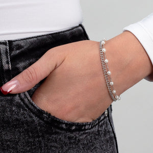 Zweischichtiges Perlenarmband Silber Zweischichtiges Perlenarmband Silber