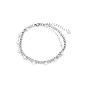 Zweischichtiges Perlenarmband Silber Zweischichtiges Perlenarmband Silber