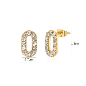 Ohrrstecker oval mit weißen Steinen Gold