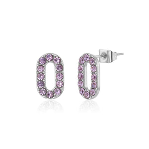 Ohrrstecker oval mit violetten Steinen Silber