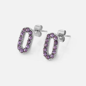 Ohrrstecker oval mit violetten Steinen Silber
