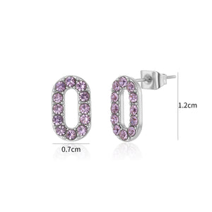 Ohrrstecker oval mit violetten Steinen Silber