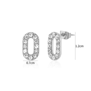 Ohrrstecker oval mit weißen Steinen Silber
