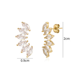 Ohrrstecker mit weißen Kristallen Gold