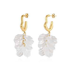 Ohrringe Flora Wave Gold/Weiß