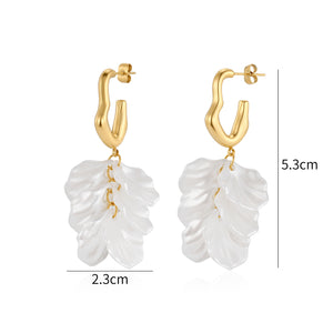 Ohrringe Flora Wave Gold/Weiß