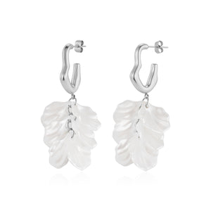 Ohrringe Flora Wave Silber/Weiß
