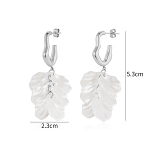 Ohrringe Flora Wave Silber/Weiß