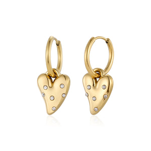 Ohrringe Lux Herz Strass Gold