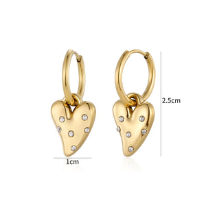 Ohrringe Lux Herz Strass Gold