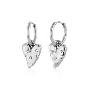Ohrringe Lux Herz Strass Silber