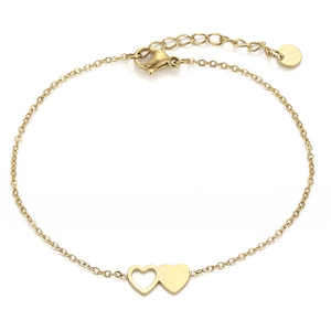 Armband Doppelherz verbunden Gold