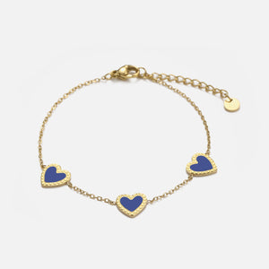 Armband drei Herzen blau