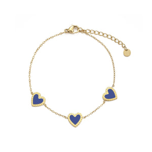 Armband drei Herzen blau