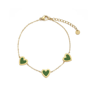 Armband drei Herzen  grün